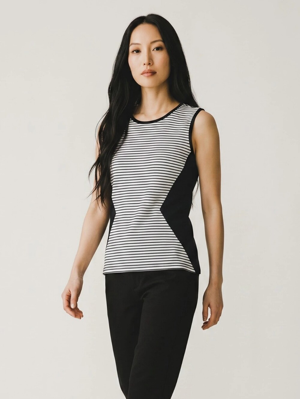 Chelsea28 Sleeveless Black/white Striped Blouse Womens Small